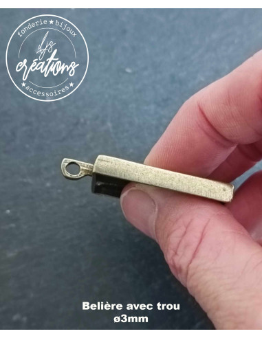 Pendentif carré 30x30x4mm finition Etain Brut