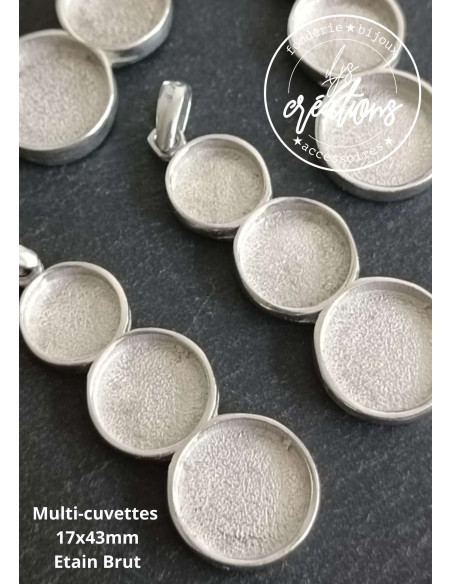 Pendentif multi cuvettes en étain brut
