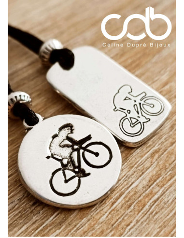 Collier réglable Vélo - Médaille ronde ø20mm -...