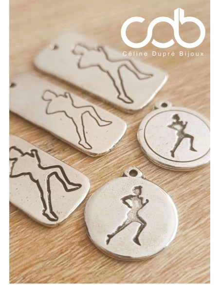 Collier réglable Course à pieds - Médaille rectangle 16X29mm - médaille au choix