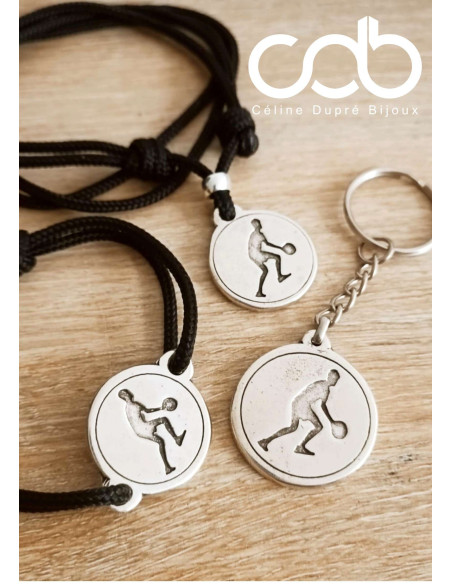 Bracelet Joueur de Tambourin  - médaille ronde ø25mm - cordon paracorde ø3mm