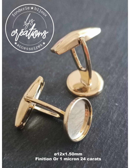Base pour Boutons de manchette Ronds ø12x1mm - Finition au choix