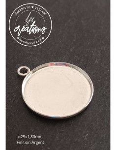 Pendentif seul ø25mm finition argent