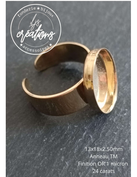 Bague ovale 13x18x2.50mm finition Or