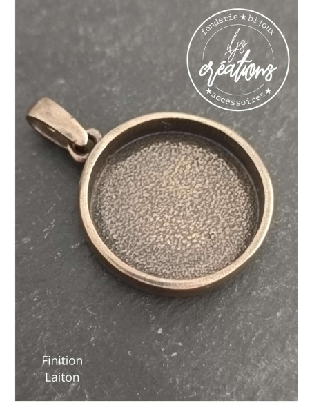 Base pour pendentif rond avec bélière - ø24mm avec cuvette ø20x4mm -  finition au choix