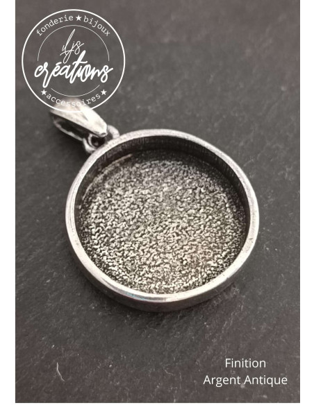 Base pour pendentif rond avec bélière - ø24mm avec cuvette ø20x4mm -  finition au choix