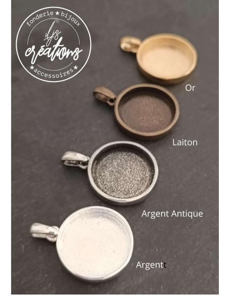 Base pour pendentif rond avec bélière - ø24mm avec cuvette ø20x4mm -  finition au choix