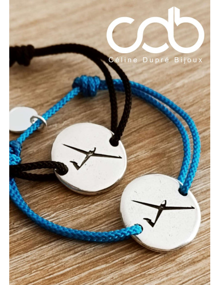 Bracelet Planeur - médaille Rond ø20mm - cordon réglable