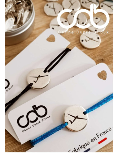 Bracelet Planeur - médaille Rond ø20mm - cordon...