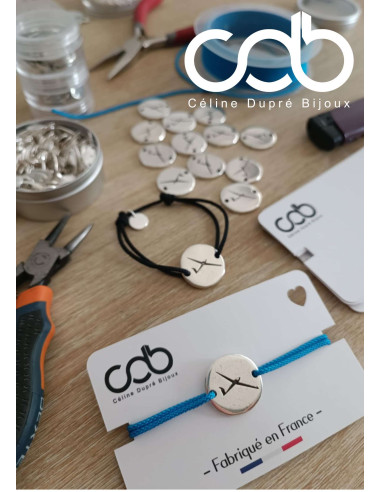 Bracelet Planeur - médaille Rond ø20mm - cordon...