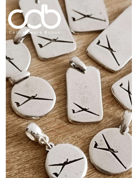 Pendentif Planeur - médaille Rectangle 16x28mm