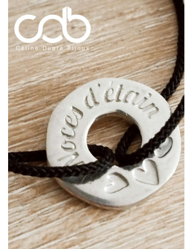 Bracelet réglable avec Anneau en étain - Noces...