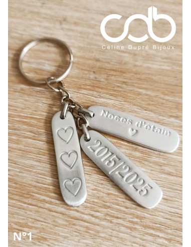 Porte clés noces d'étain N°1