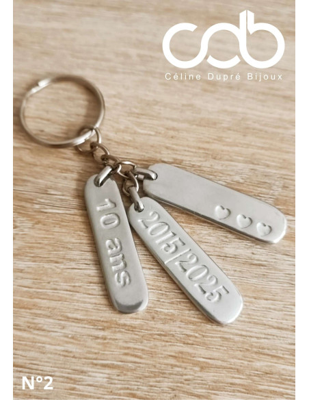Porte clés pour noces d'étain