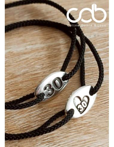 Bracelet coeur + 30 (Noces de Perle) - 9x15mm -...