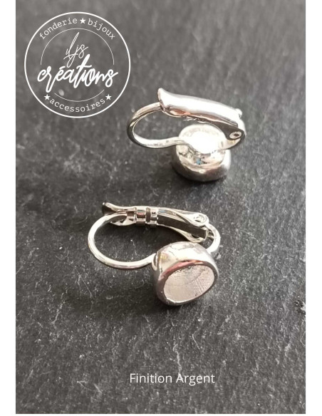 Base pour boucles d'oreilles ronde avec dormeuses - ø7,6mm avec cuvette ø5,50mm -  finition au choix