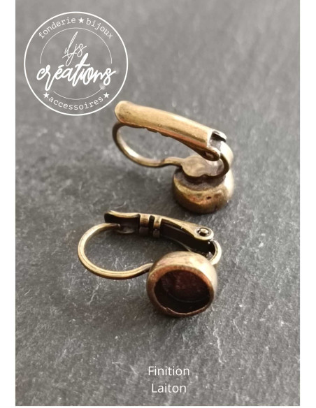 Base pour boucles d'oreilles ronde avec dormeuses - ø7,6mm avec cuvette ø5,50mm -  finition au choix