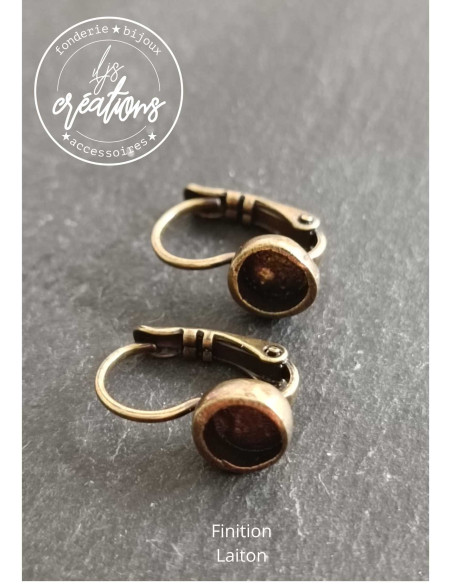 Base pour boucles d'oreilles ronde avec dormeuses - ø7,6mm avec cuvette ø5,50mm -  finition au choix