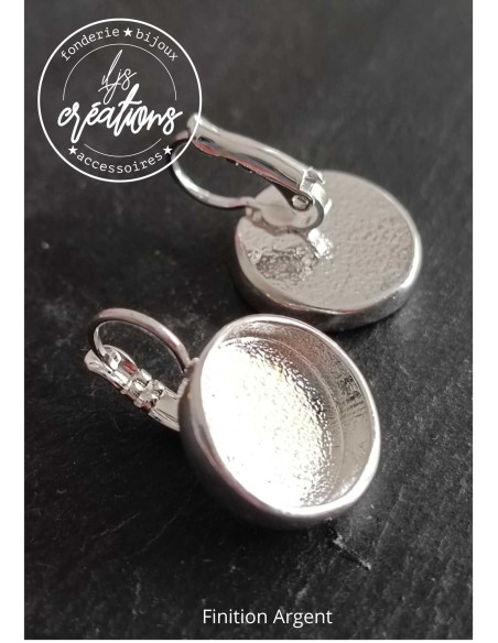 Base pour boucles d'oreilles ronde avec dormeuses - ø16mm avec cuvette ø14X3.50mm -  finition au choix