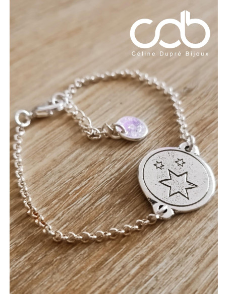 Bracelet étoiles - ø18mm - avec chaine - taille au choix