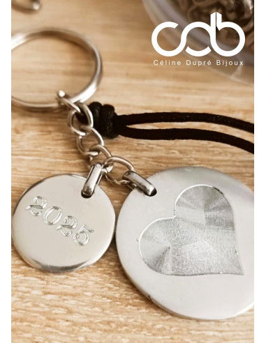 Porte clés en étain - 2 médailles 18/30mm -...