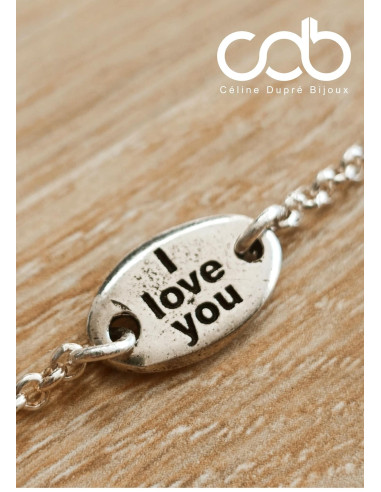 Bracelet I LOVE YOU avec chaine - 8x14mm