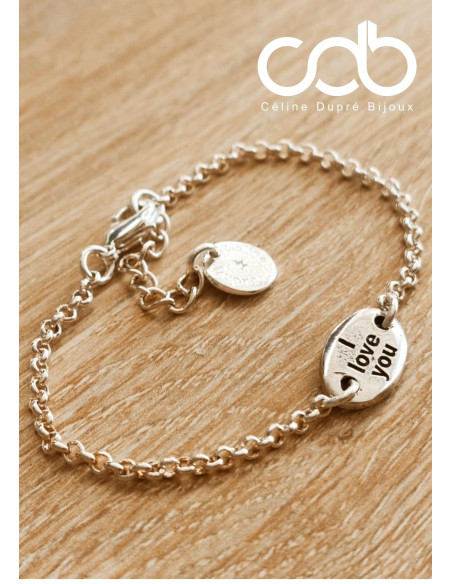 Bracelet I LOVE YOU avec chaine - 8x14mm