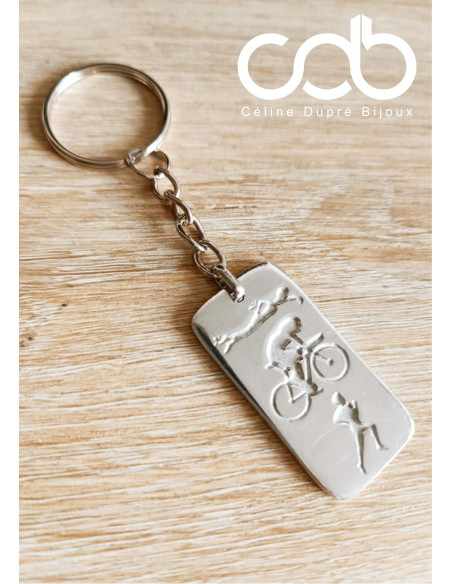 Porte clés rectangle triathlon