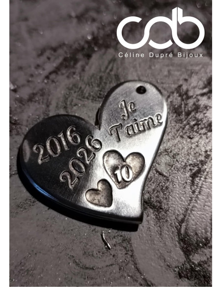 Médaille étain brut coeur