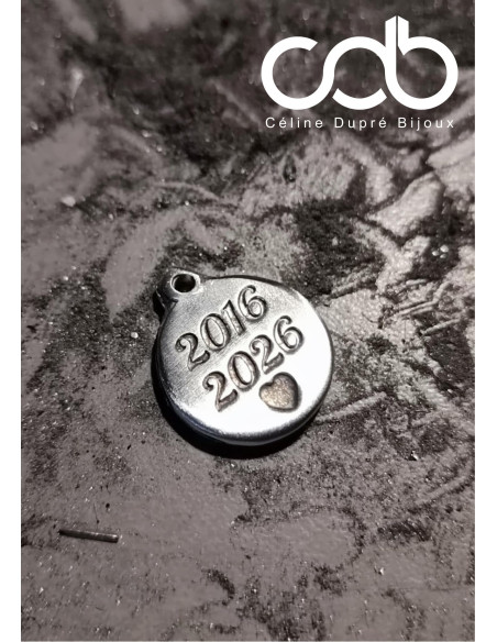 Porte clés en étain 2016/2026 - 2 médailles - Je t'aime