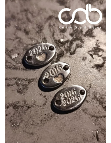 Bracelet réglable avec médaille en étain brut