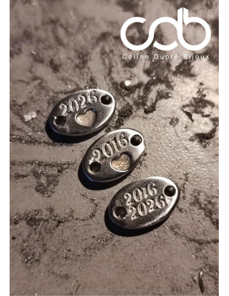 Bracelet réglable avec médaille en étain brut