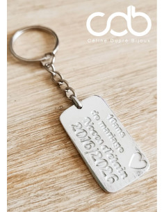Porte clés rectangle noces d'étain