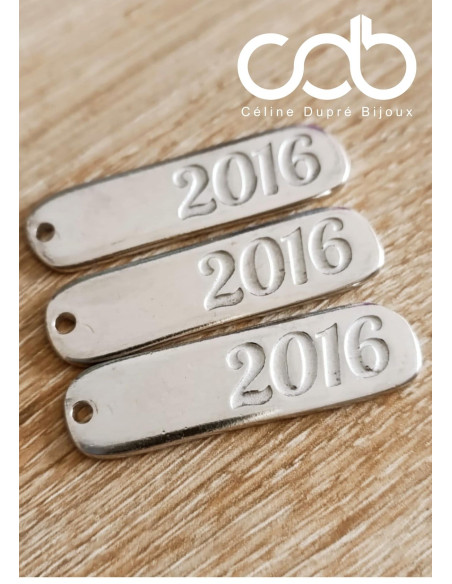 Porte clés en étain - 2016 - 1 médaille Rectangle 10x40mm