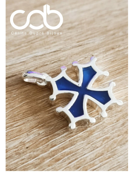 Pendentif Croix Occitane - résine de couleur - ø30mm