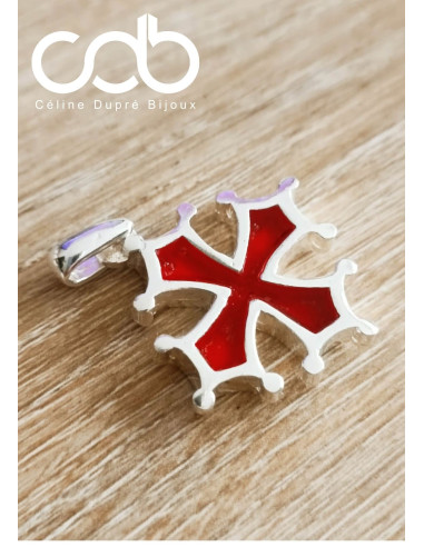 Pendentif Croix Occitane - résine de couleur -...