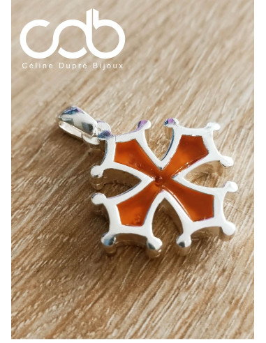 Pendentif Croix Occitane - résine de couleur -...
