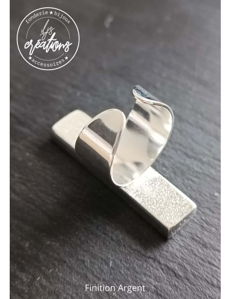 Base pour Bague Rectangle Long 8x40x4mm - Anneau lisse ML 12mm de large - finition au choix