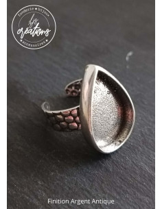 Anneau guépard finition argent antique