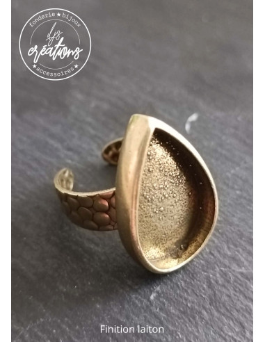 Bague goutte 18x27x4mm - Anneau martelé style...