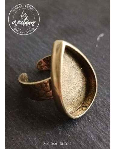 Bague goutte 18x27x4mm - Anneau martelé style...