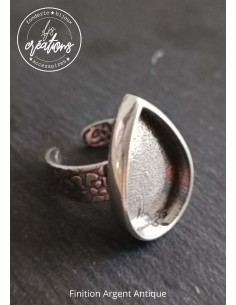 Anneau style girafe finition argent antique