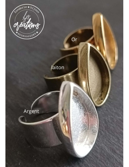 Bague goutte 18x27x4mm - finition au choix - anneau lisse 12mm - T ML