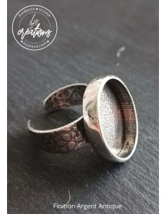 Bague ovale finition argent antique