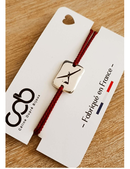 Bracelet Planeur - médaille Rectangle 15x20mm - cordon réglable
