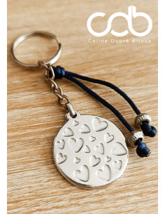Porte clés coeur avec cordon bleu marine