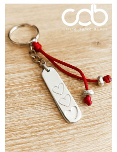 Porte clés coeurs avec coron rouge
