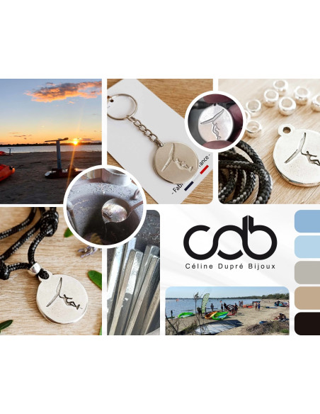 Collier défi Wind / Kitesurf / Wingfoil médaille ronde ø25mm - cordon réglable paracorde ø3mm