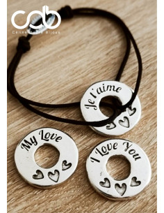 Bracelet Amour personnalisable avec anneau au choix -...