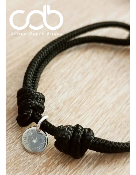 Bracelet étain - Anneau 2016/2026 + infini - ø22mm - cordon paracorde ø3mm